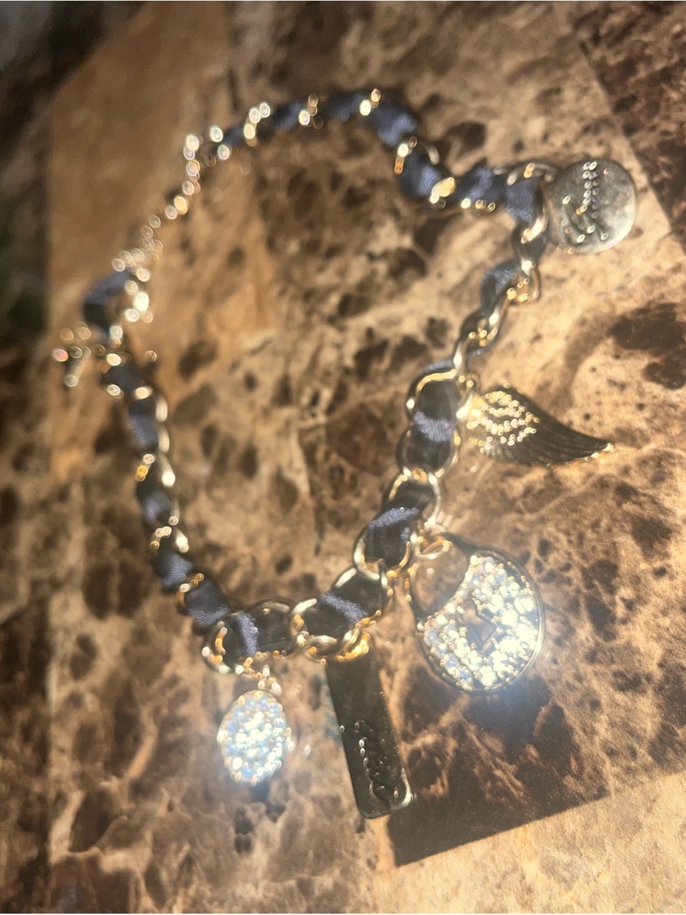 Gold and Black Ribbon Guess Choker